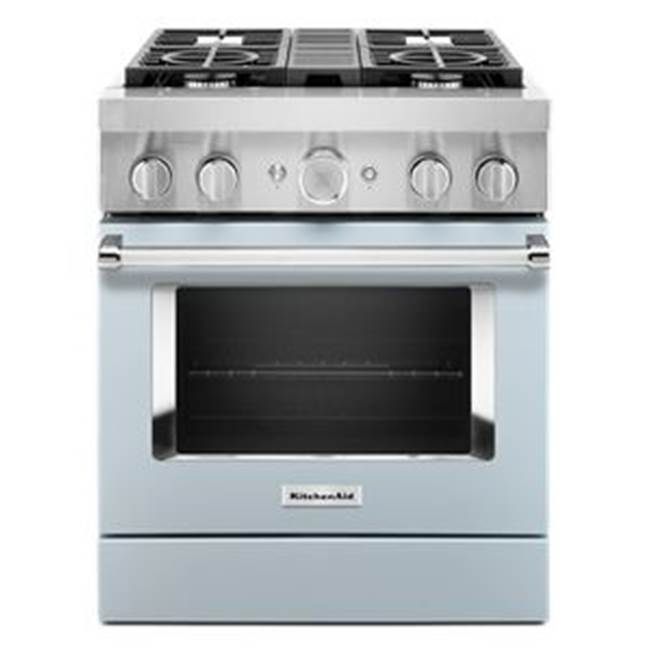 Kitchen Aid - 30'' Dual Fuel Commercial Style Range - Misty Blue