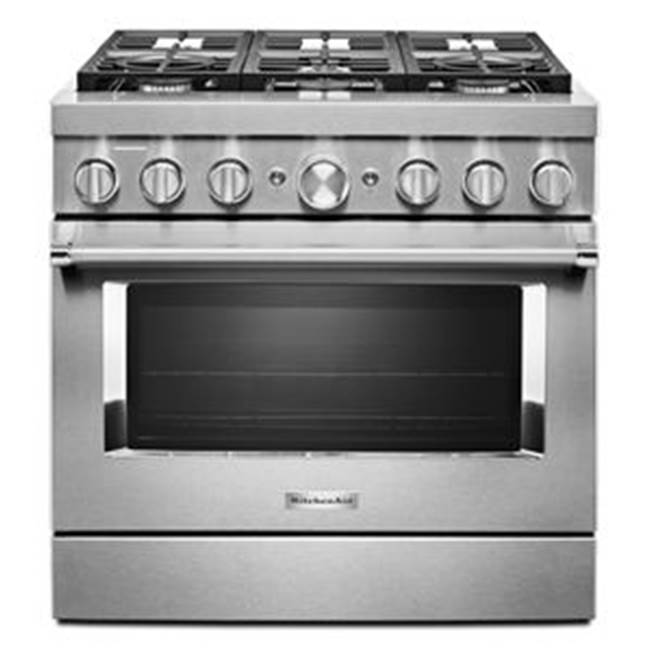 Kitchen Aid - 36'' Dual Fuel Commercial Style Range - Heritage Stainless Steel