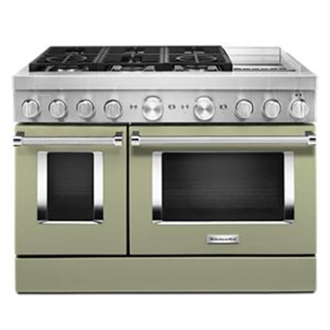 Kitchen Aid - 48'' Dual Fuel Commercial Style Range W/Griddle - Avocado Cream
