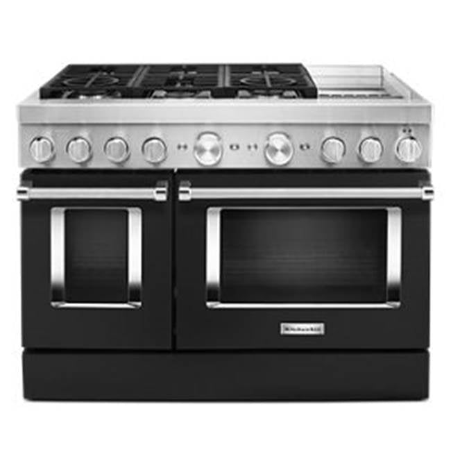 Kitchen Aid - 48'' Dual Fuel Commercial Style Range W/Griddle - Imperial Black