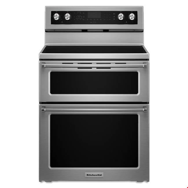 Kitchen Aid - 30 in. Self-Cleaning Convection Freestanding Electric Double Oven Range - Stainless Steel