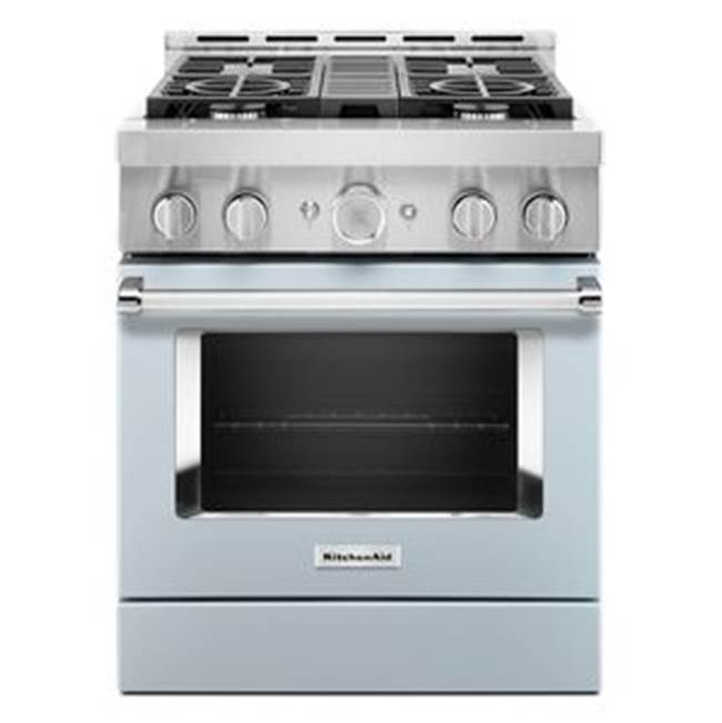 Kitchen Aid - 30'' Gas Commercial Style Range - Misty Blue