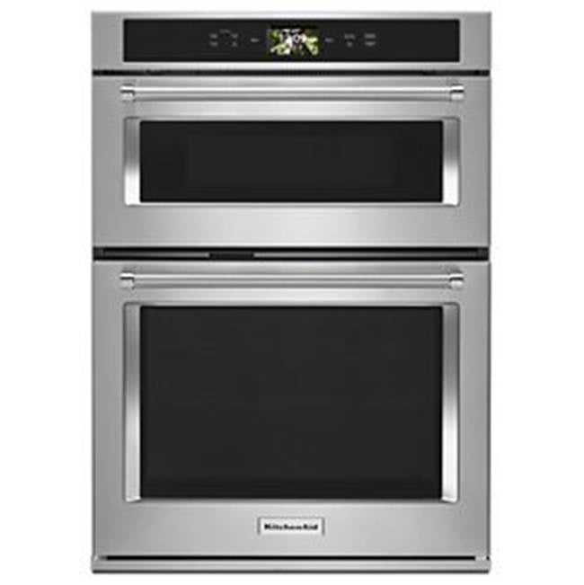 Kitchen Aid - 30'' Connected Combo Wall Oven, Wifi, Touch Lcd, Powered Accessories, 1.4 Cu. Ft Upper Microwave, 5.0 Cu. Ft Lower True Convection Oven - Stainless Steel