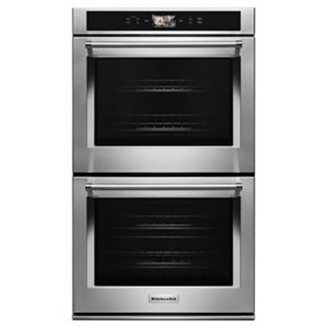 Kitchen Aid - 30'' Connected Double Wall Oven, Wifi, Touch Lcd, Powered Accessories, Upper And Lower True Convection, 10 Cu. Ft, Soft Close Doors - Stainless Steel