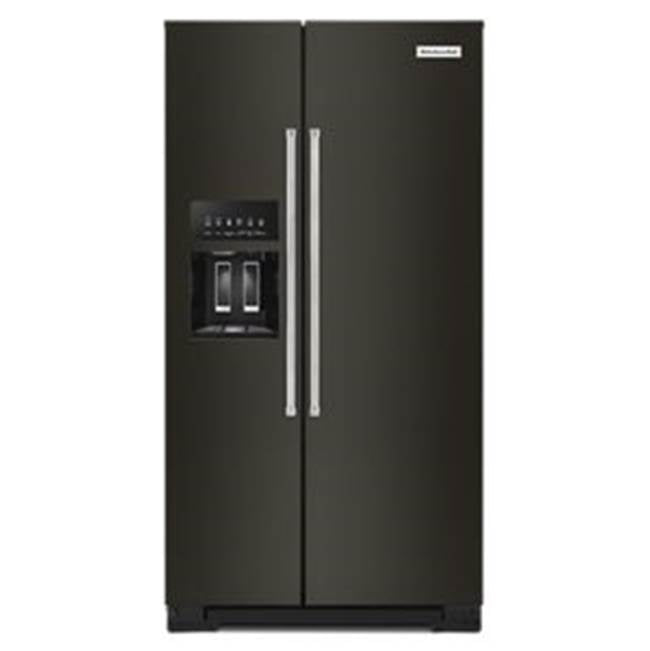 Kitchen Aid - Kitchenaid 20 Cu Ft, Counter Depth Sxs Refrigerator, Exterior Ice And Water Dispenser - Black Stainless