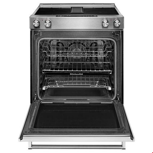 30 in. Self-Cleaning Convection Ceramic Glass Downdraft Slide-In Elec Range