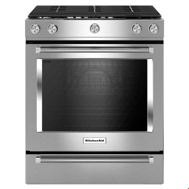 Kitchen Aid - 30 in. Self-Cleaning Convection Slide-In Gas Range - Stainless Steel