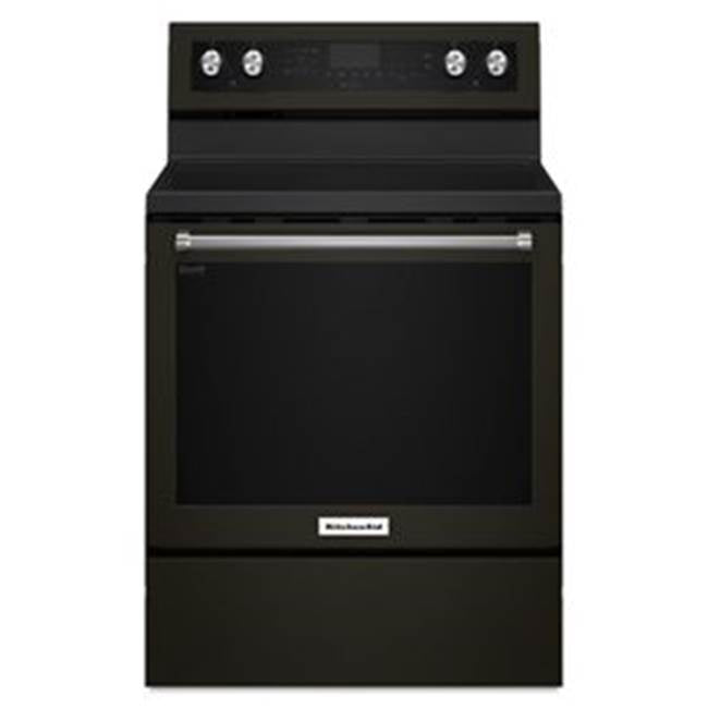 Kitchen Aid - 30 in. Self Cleaning Convertible Ceramic Glass Freestanding Electric Range - Black Stainless