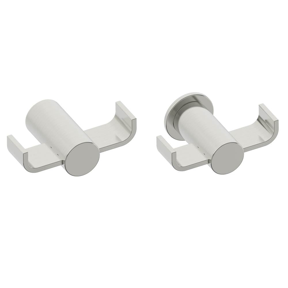Kartners - PORTO - Double Prong Robe Hook -Brushed Nickel - Brushed Nickel