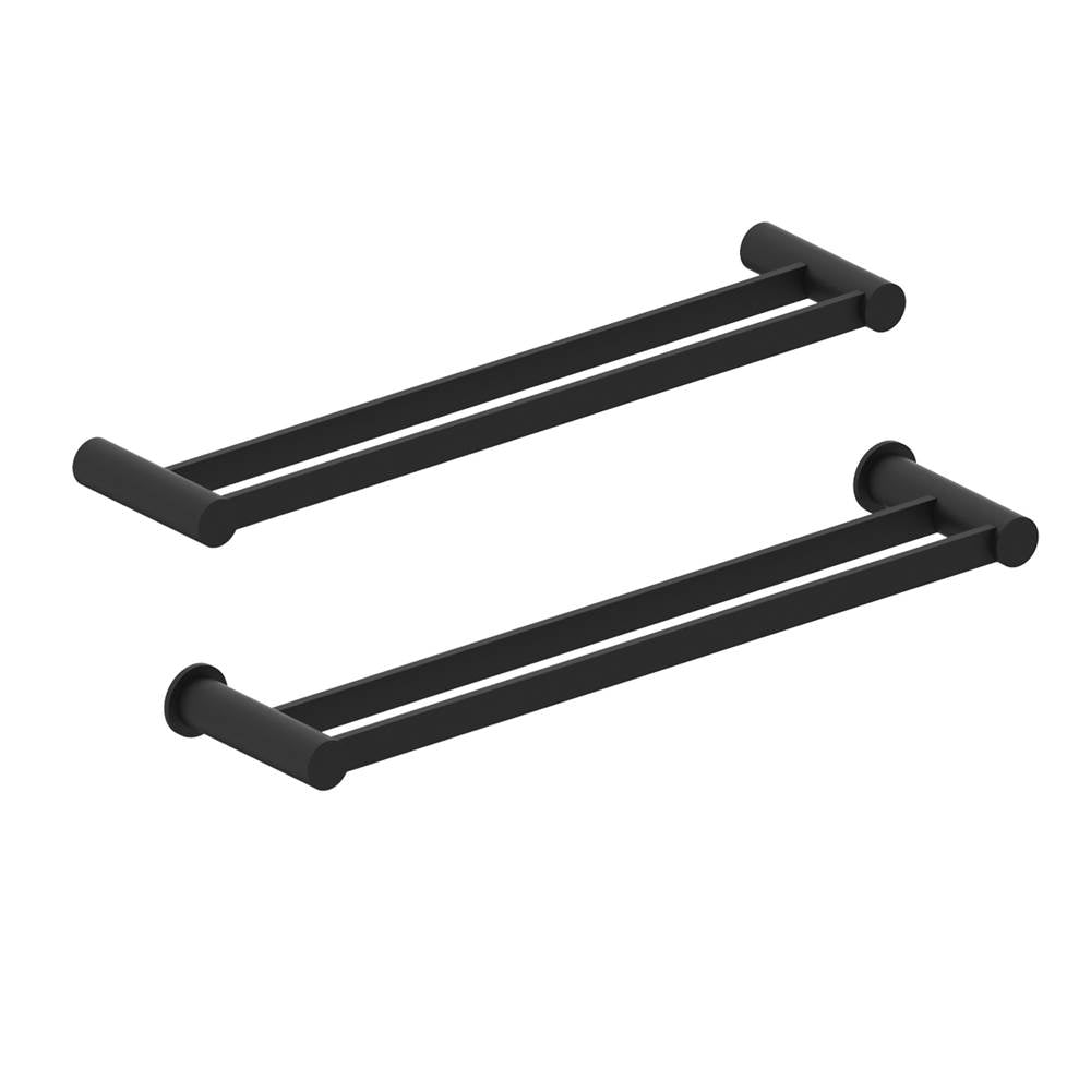 Kartners - PORTO - 18-inch Double Bathroom Towel Bar-Matte Black - Matte Black