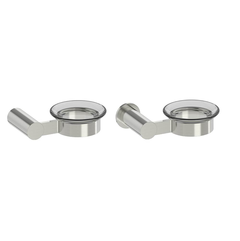 Kartners - PORTO - Wall Mounted Soap Dish with Chrome Glass-Brushed Nickel - Brushed Nickel