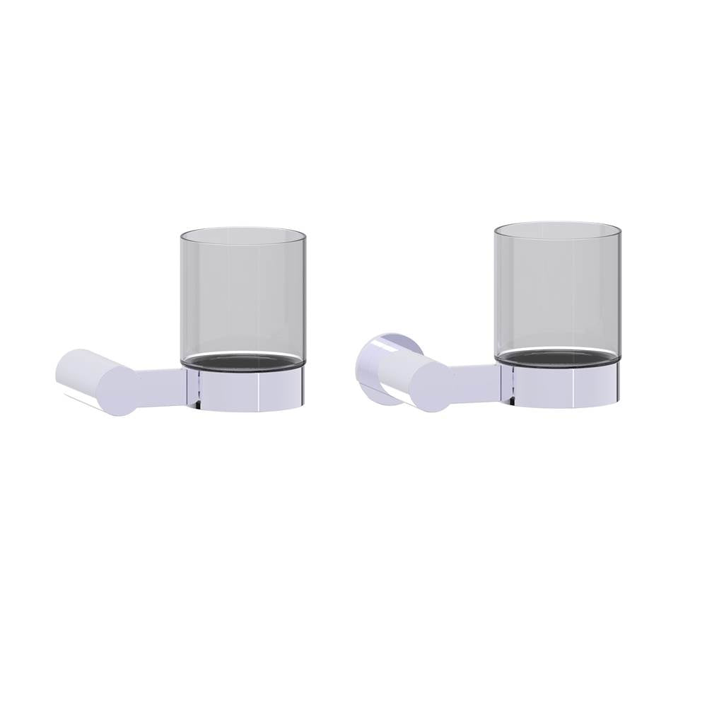Kartners - PORTO - Wall Mounted Bathroom Tumbler Cup & Toothbrush Holder with Chrome Glass-Polished Chrome - Polished Chrome