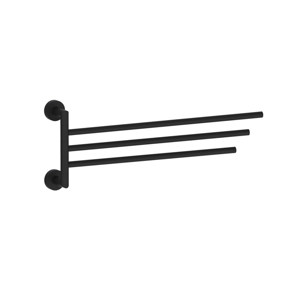 Kartners - OSLO - 18-inch Triple Bathroom Towel Bar- Swivel-Matte Black - Matte Black