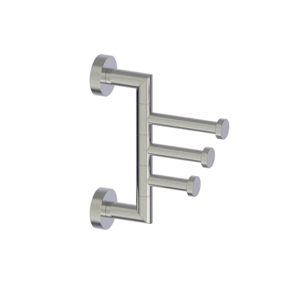 Kartners - OSLO - Swivel Triple Prong Robe Hook -Brushed Nickel - Brushed Nickel