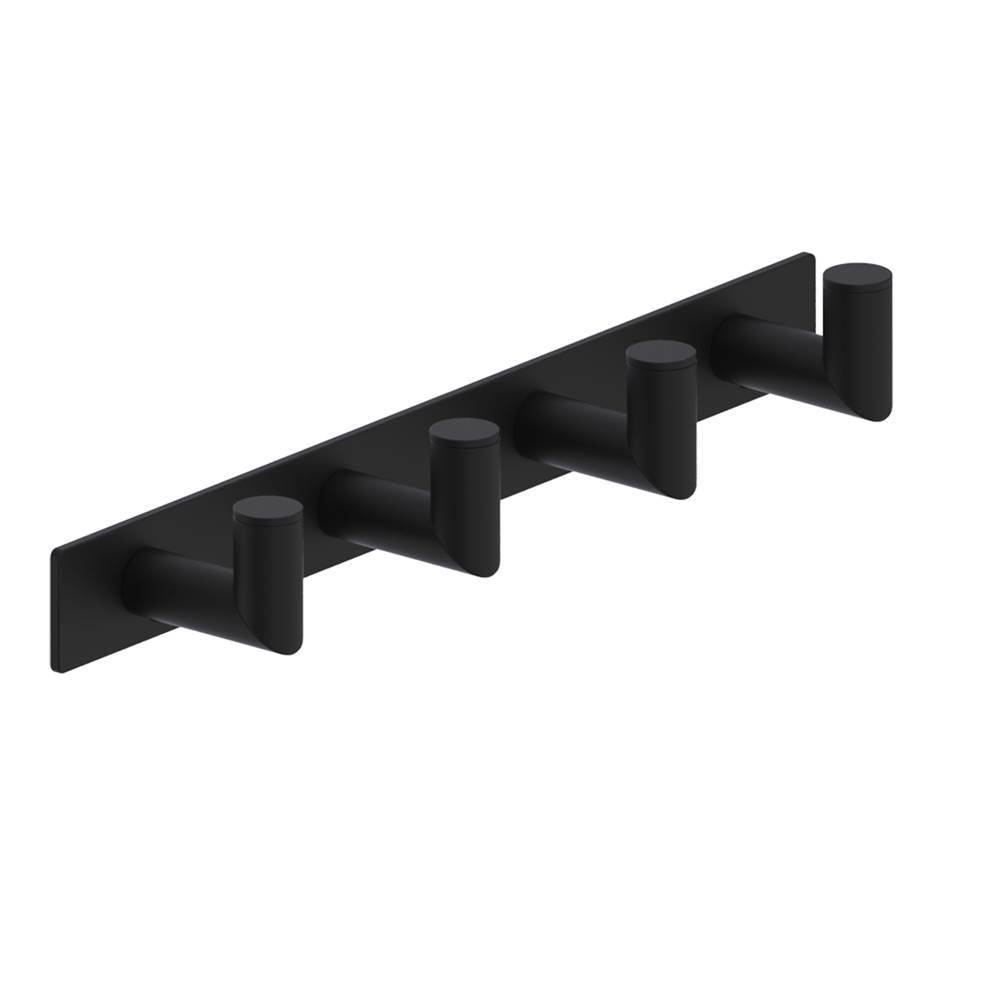 Kartners - OSLO - Quadruple Prong Robe Hook - Deep-Matte Black - Matte Black