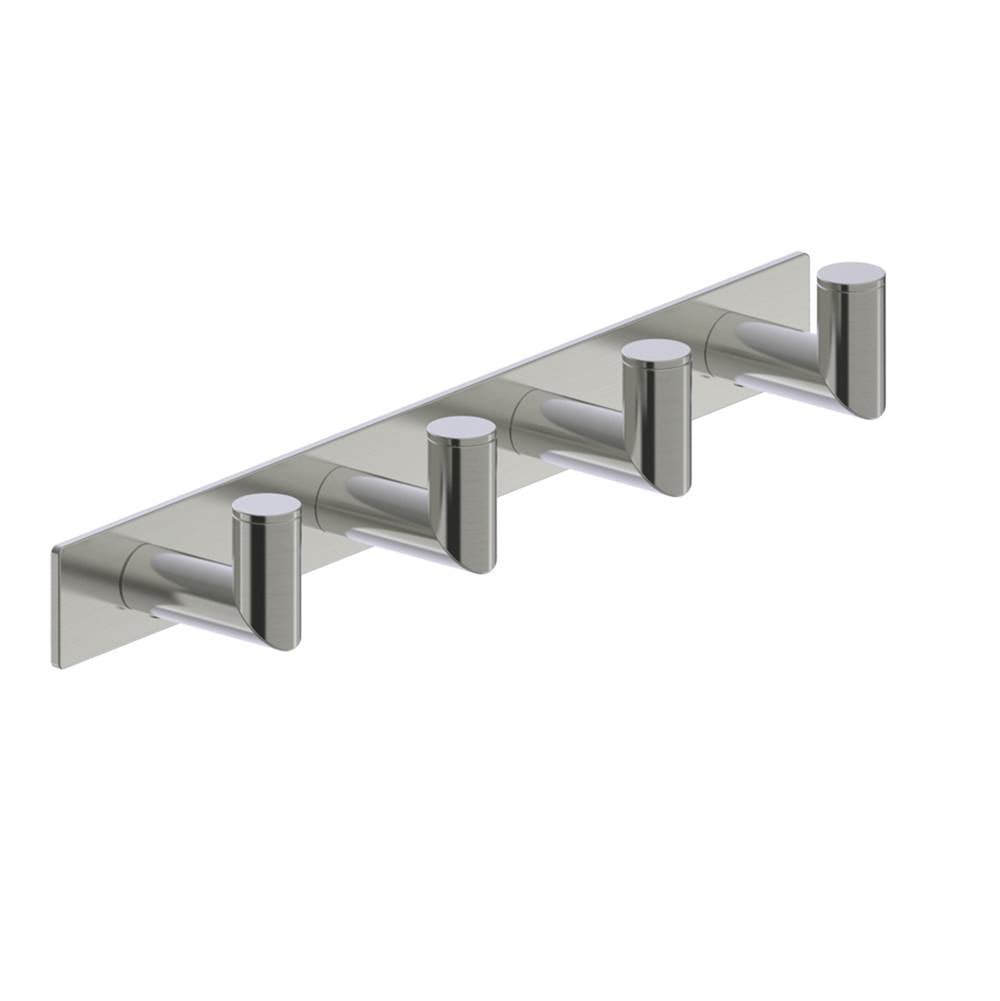 Kartners - OSLO - Quadruple Prong Robe Hook - Deep-Brushed Nickel - Brushed Nickel