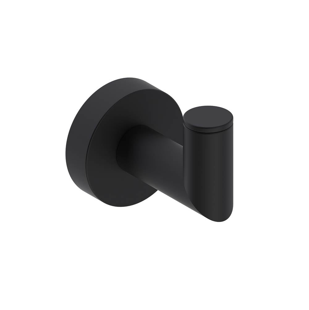 Kartners - OSLO - Single Prong Robe Hook Solid Back-Matte Black - Matte Black