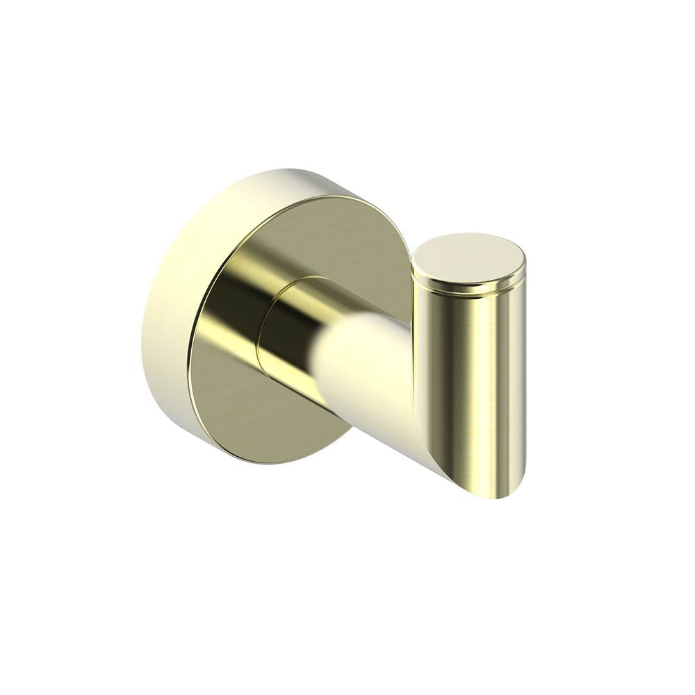 Kartners - OSLO - Single Prong Robe Hook Solid Back-Brushed Brass - Brushed Brass