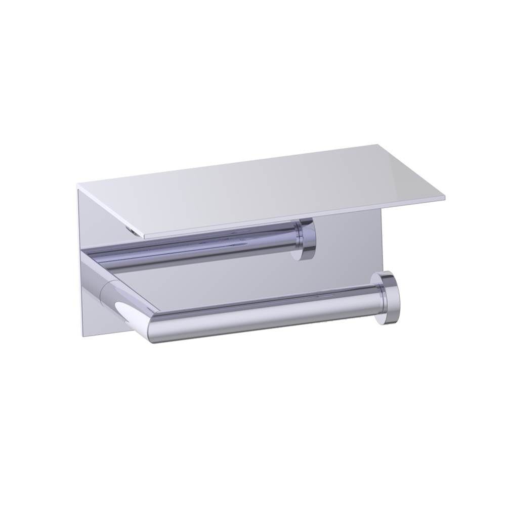 Kartners - OSLO - Single Toilet Paper Holder with Shelf-Polished Chrome - Polished Chrome