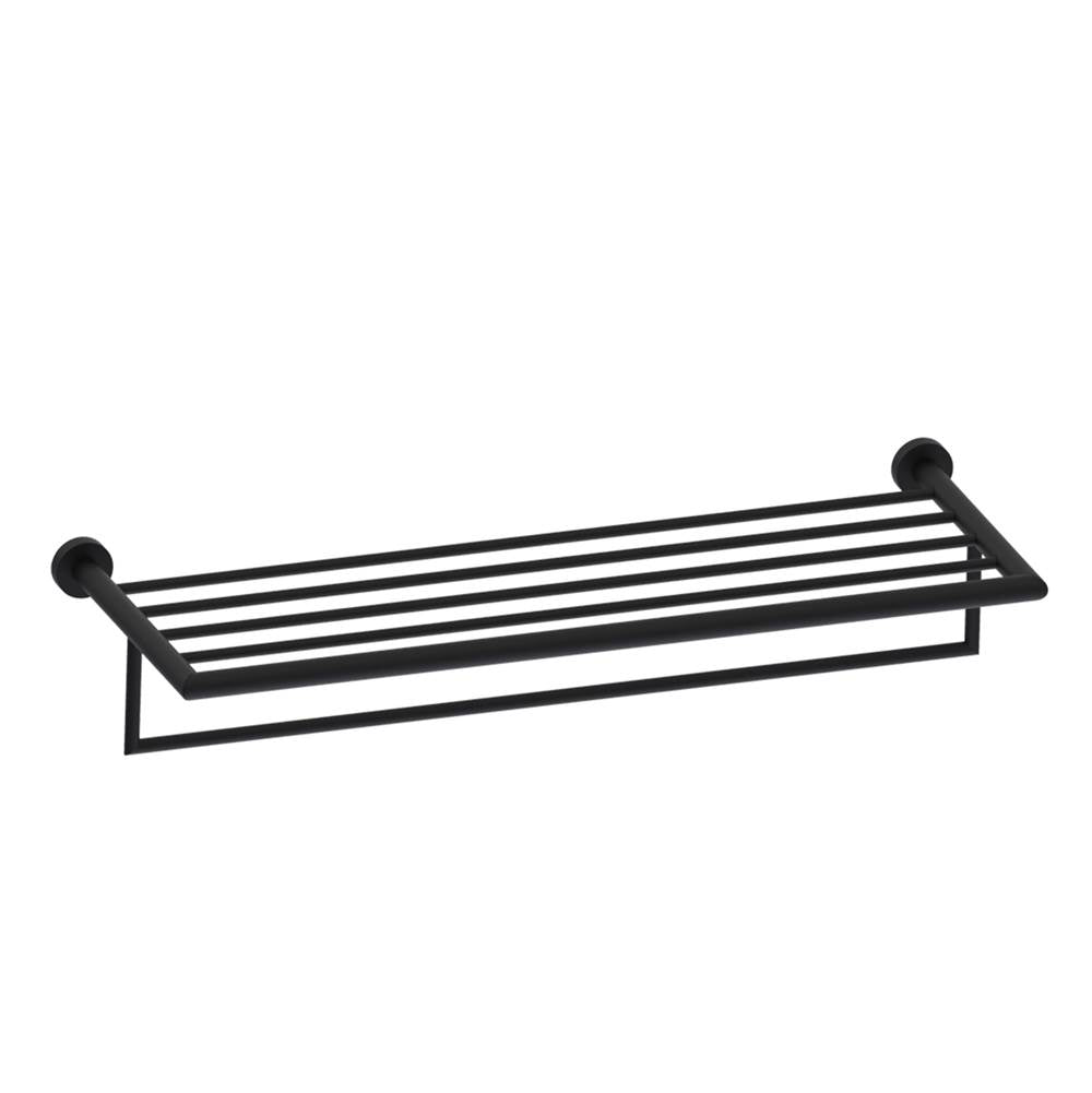 Kartners - OSLO - 24-inch Towel Shelf with Bathroom Towel Bar-Matte Black - Matte Black