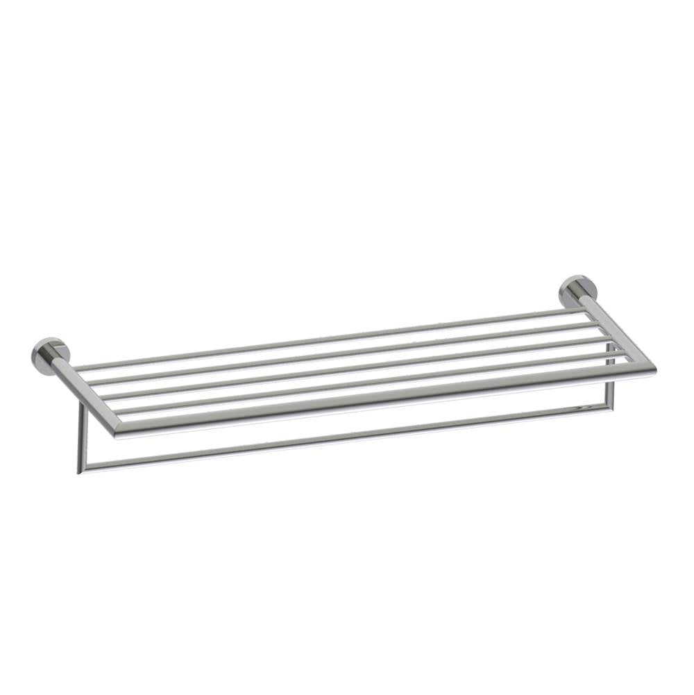 Kartners - OSLO - 24-inch Towel Shelf with Bathroom Towel Bar-Polished Nickel - Polished Nickel