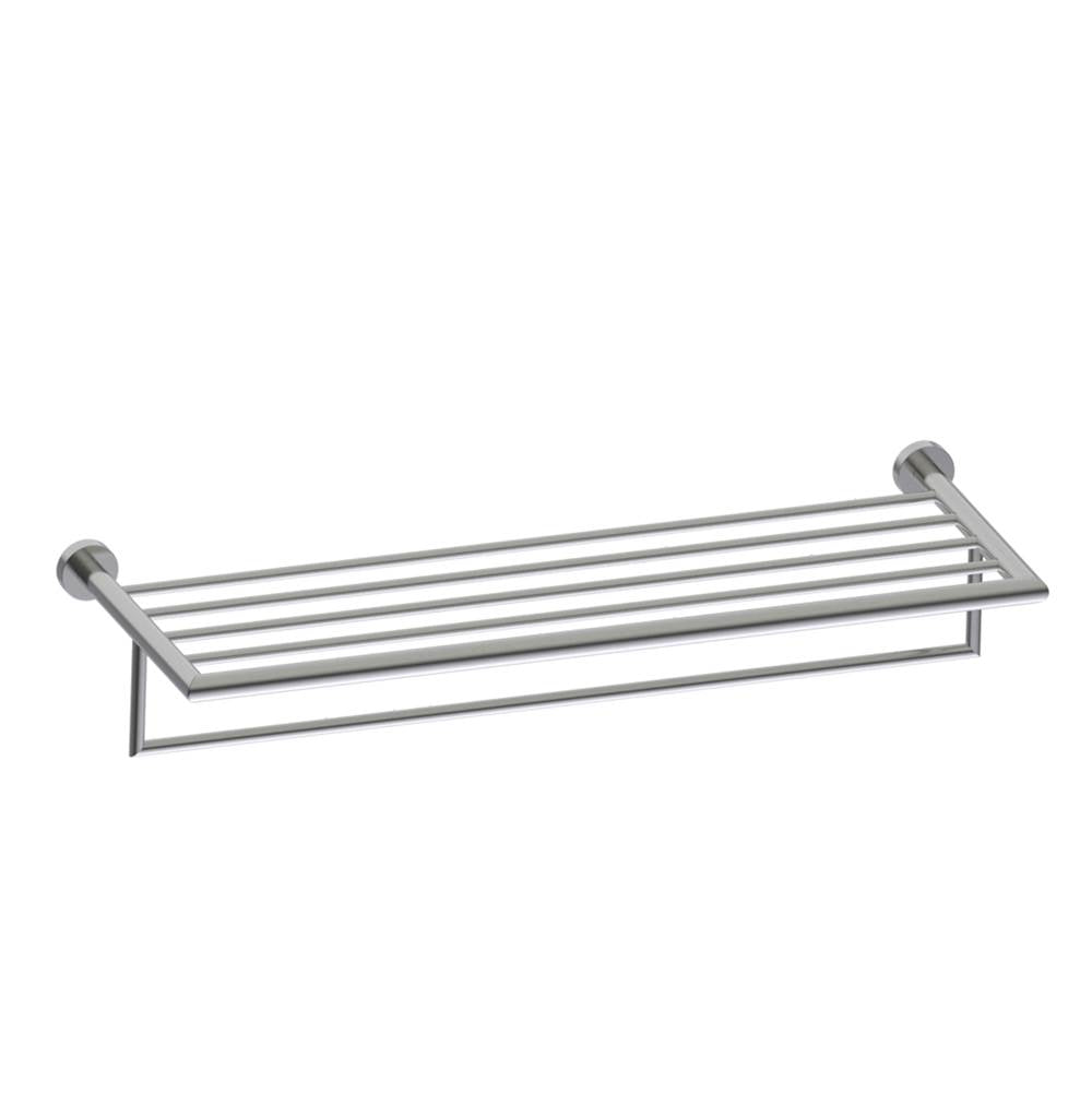 Kartners - OSLO - 24-inch Towel Shelf with Bathroom Towel Bar-Brushed Nickel - Brushed Nickel