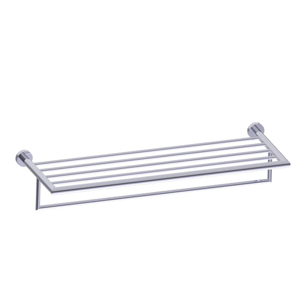 Kartners - OSLO - 24-inch Towel Shelf with Bathroom Towel Bar-Polished Chrome - Polished Chrome