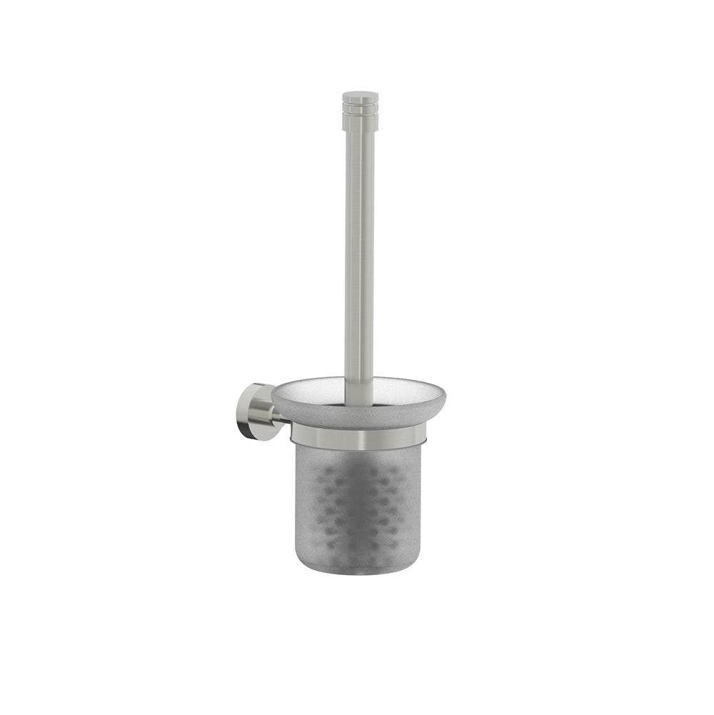 Kartners - OSLO - Wall Mounted Toilet Brush Set with Frosted Glass-Brushed Nickel - Brushed Nickel