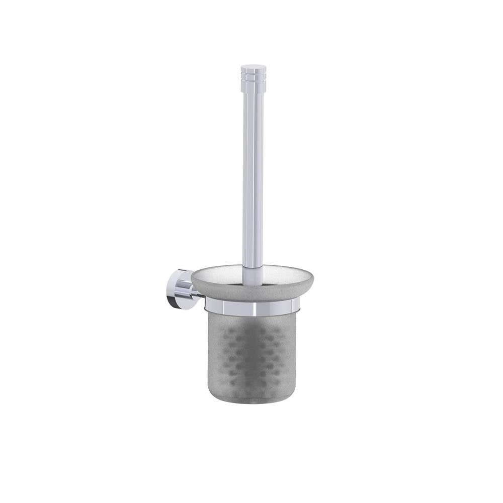 Kartners - OSLO - Wall Mounted Toilet Brush Set with Frosted Glass-Polished Chrome - Polished Chrome