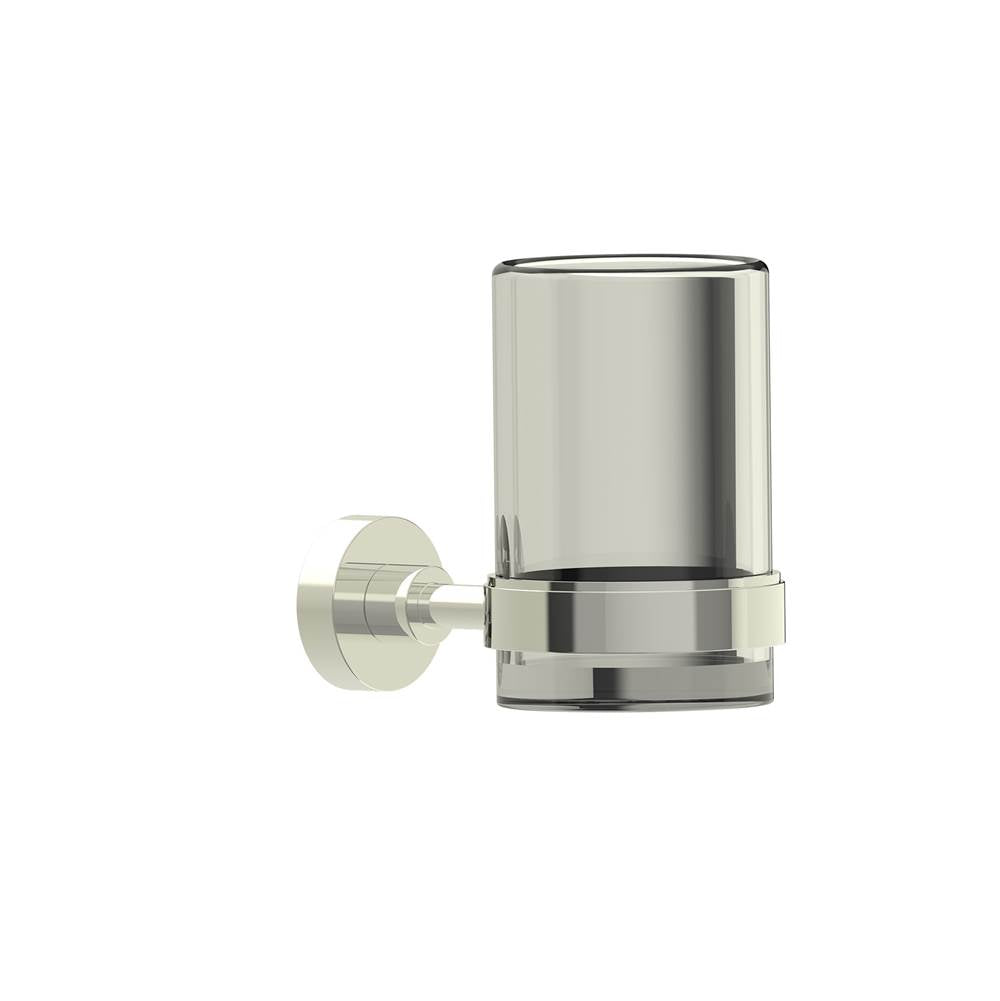 Kartners - OSLO - Wall Mounted Bathroom Tumbler & Toothbrush Holder with Chrome Glass-Polished Nickel - Polished Nickel