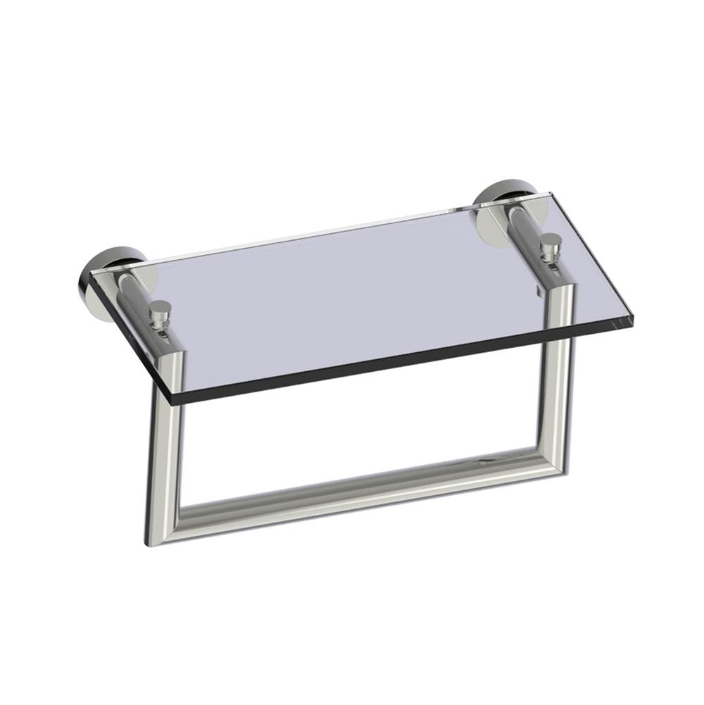 Kartners - OSLO - 10-inch Glass Shelf with Towel Rail-Polished Nickel - Polished Nickel
