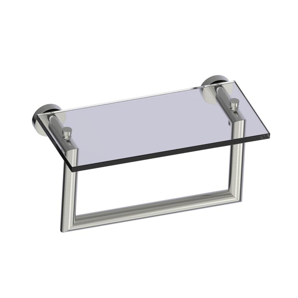 Kartners - OSLO - 10-inch Glass Shelf with Towel Rail-Brushed Nickel - Brushed Nickel