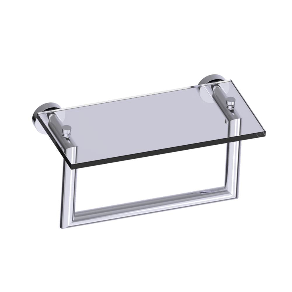 Kartners - OSLO - 10-inch Glass Shelf with Towel Rail-Polished Chrome - Polished Chrome
