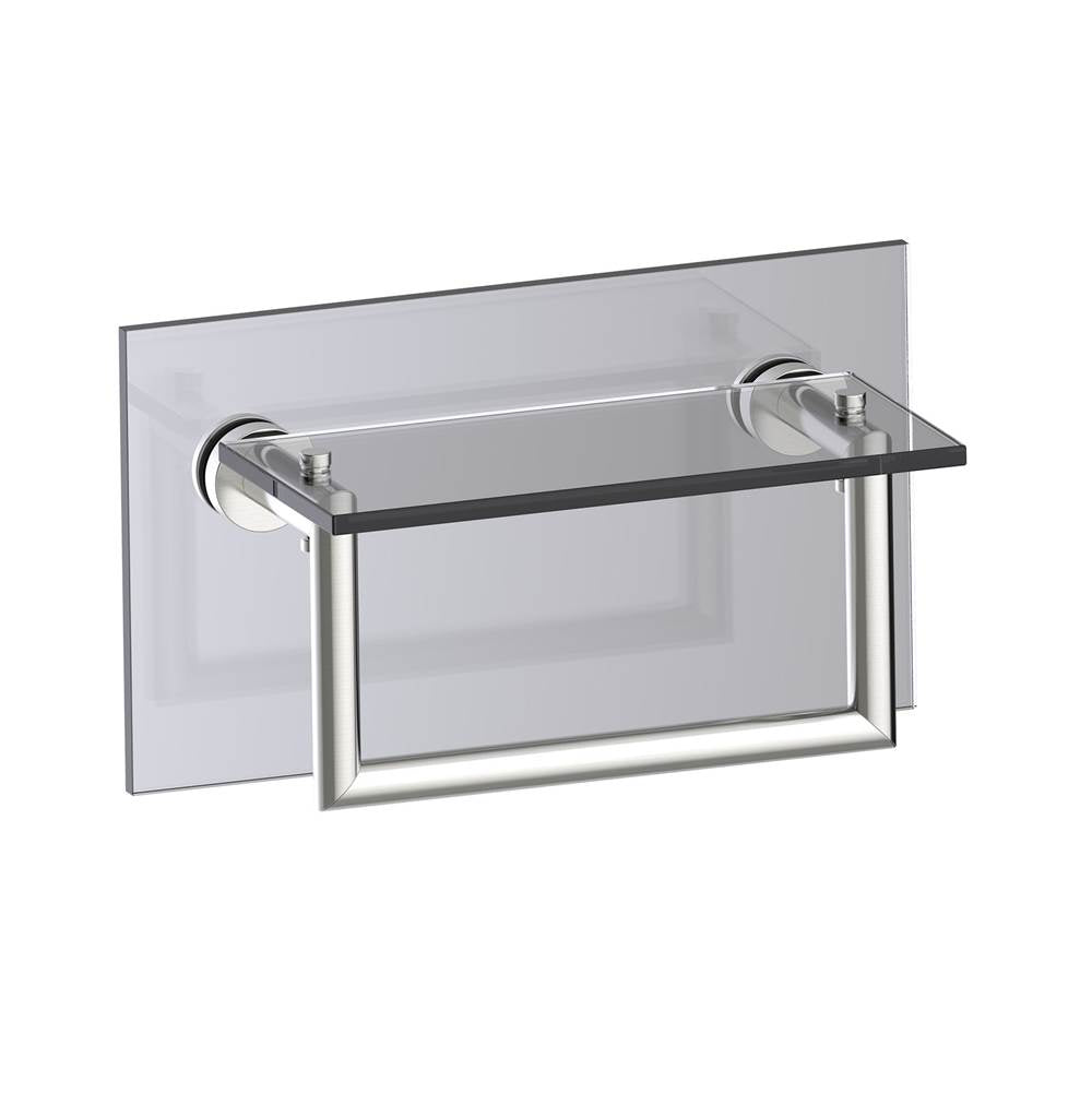 Kartners - OSLO - 10-inch Glass Shelf with Towel Rail Through Glass-Brushed Nickel - Brushed Nickel