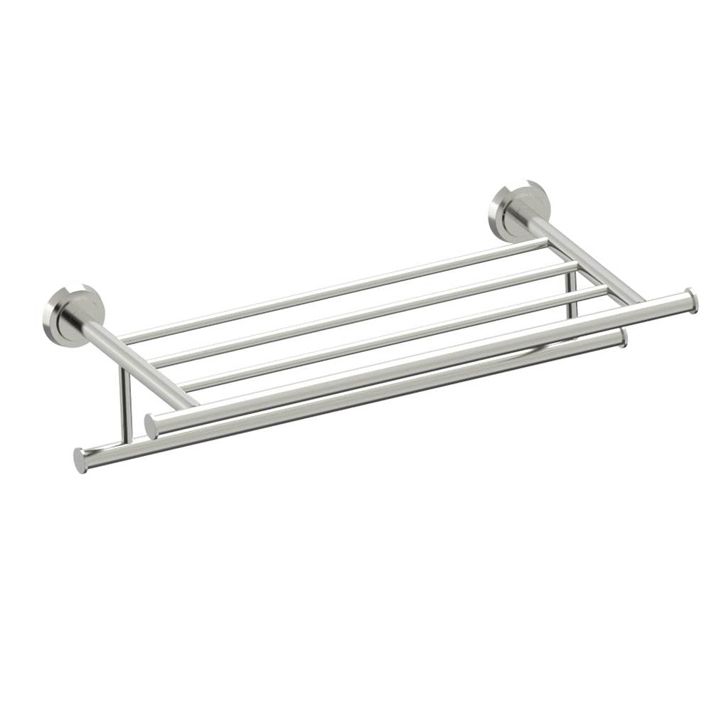 Kartners - SOFIA - 21-inch Towel Shelf with Bathroom Towel Bar-Brushed Nickel - Brushed Nickel