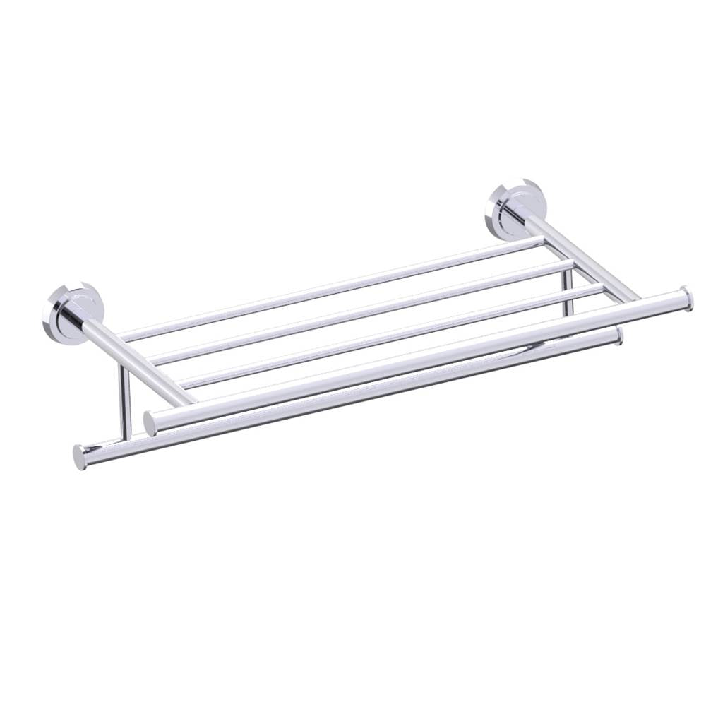 Kartners - SOFIA - 21-inch Towel Shelf with Bathroom Towel Bar-Polished Chrome - Polished Chrome