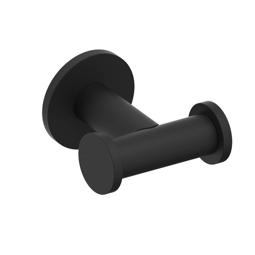 Kartners - NICE - Double Prong Robe Hook-Matte Black - Matte Black