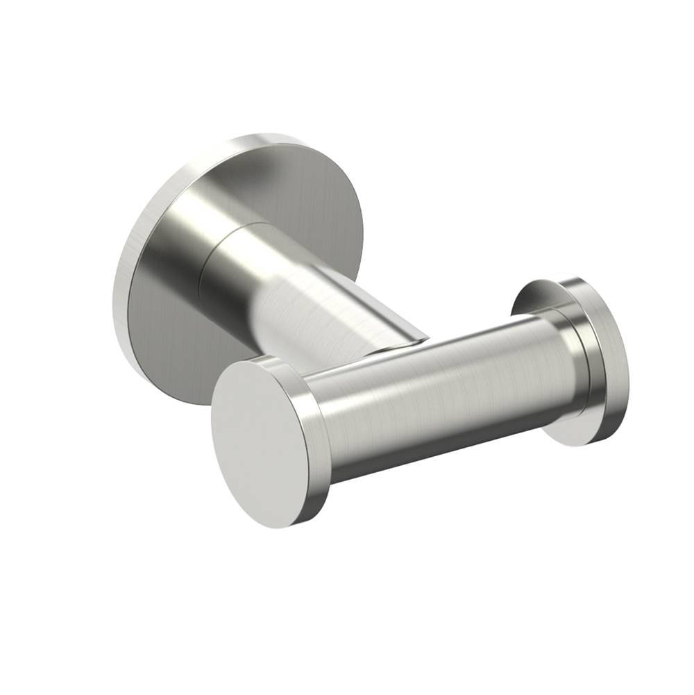 Kartners - NICE - Double Prong Robe Hook-Brushed Nickel - Brushed Nickel