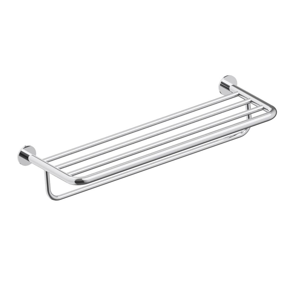 Kartners - NICE - Towel Shelf with Bathroom Towel Bar-Polished Nickel - Polished Nickel