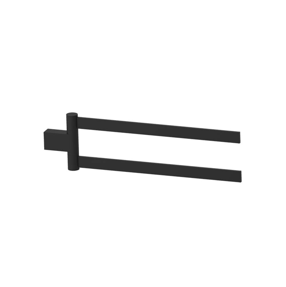 Kartners - BERLIN - 18-inch Double Bathroom Towel Bar - Swivel-Matte Black - Matte Black