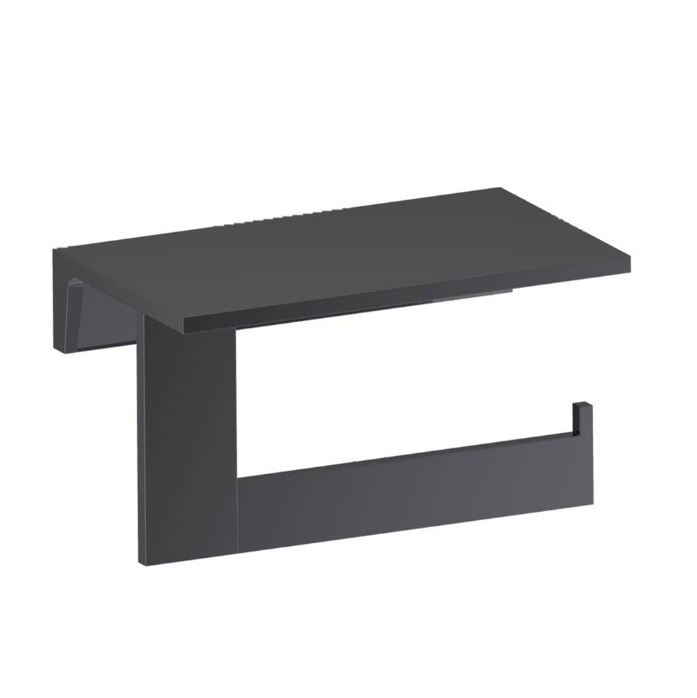 Kartners - BERLIN - Shelf with Toilet Paper Holder-Matte Black - Matte Black