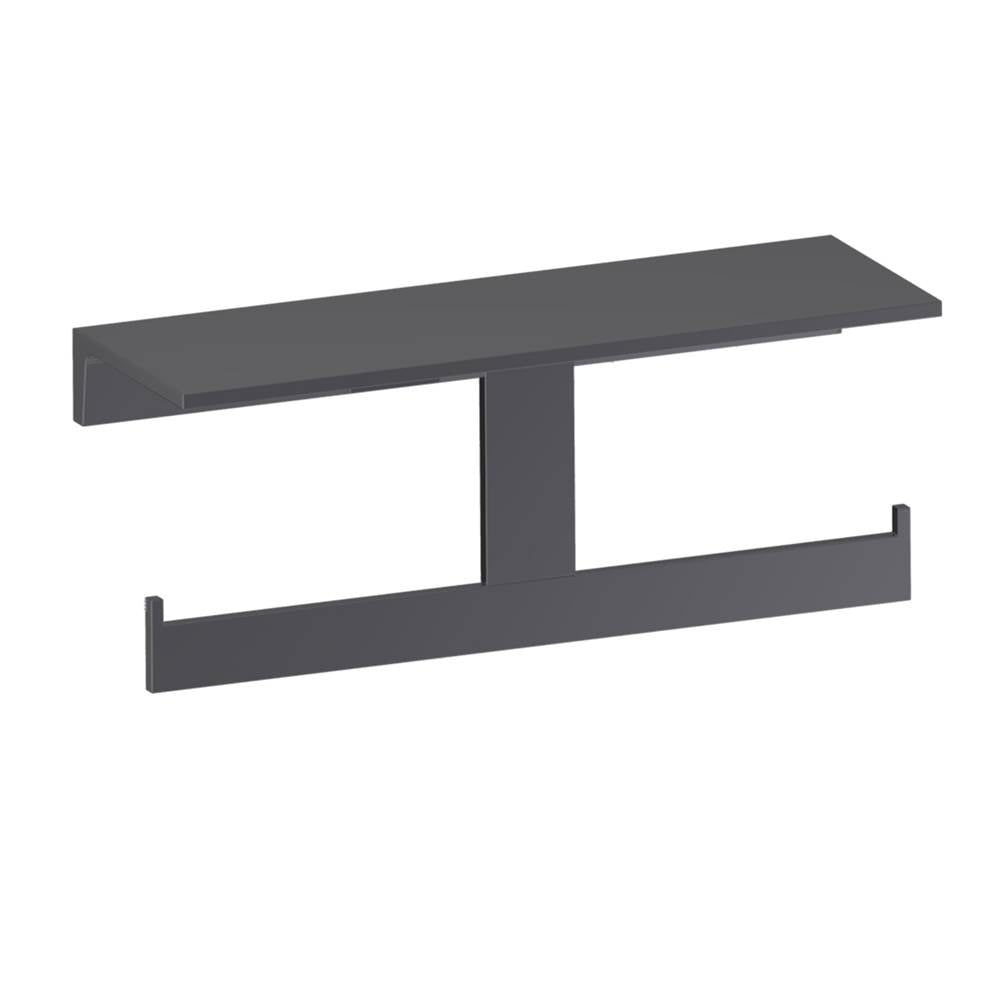 Kartners - BERLIN - Shelf with Toilet Paper Holder-Matte Black - Matte Black