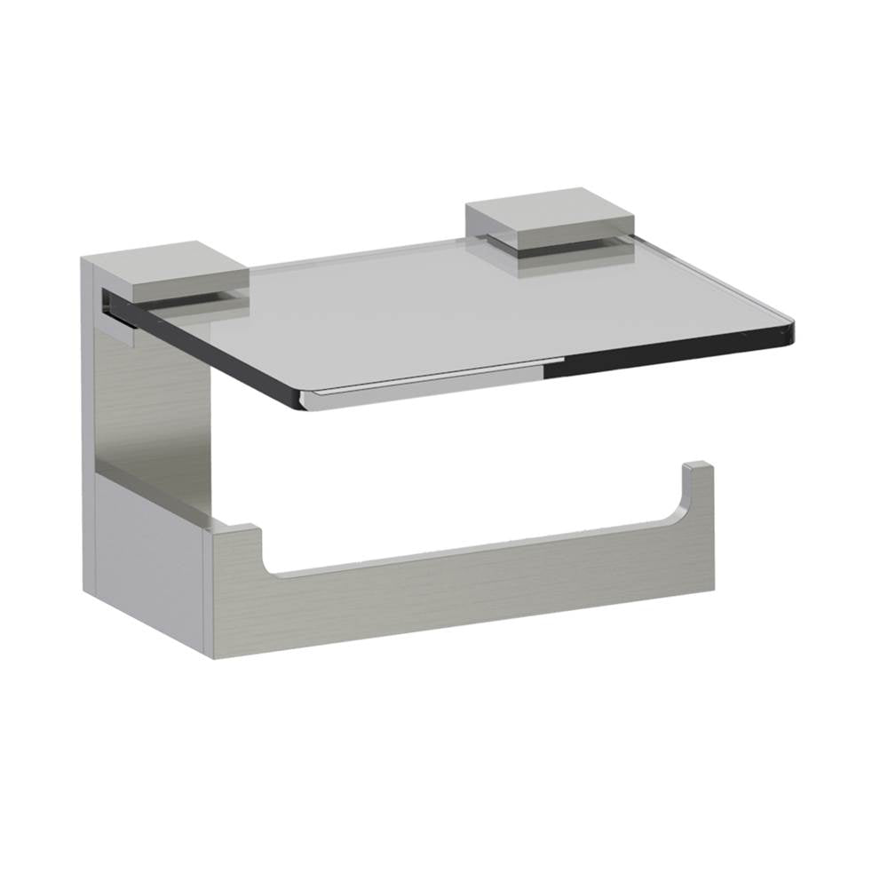 Kartners - BERLIN - Toilet Paper Holder with Glass Shelf-Brushed Nickel - Brushed Nickel