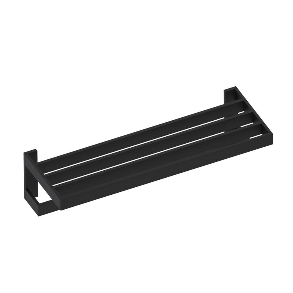 Kartners - BERLIN - Towel Shelf with Bathroom Towel Bar-Matte Black - Matte Black
