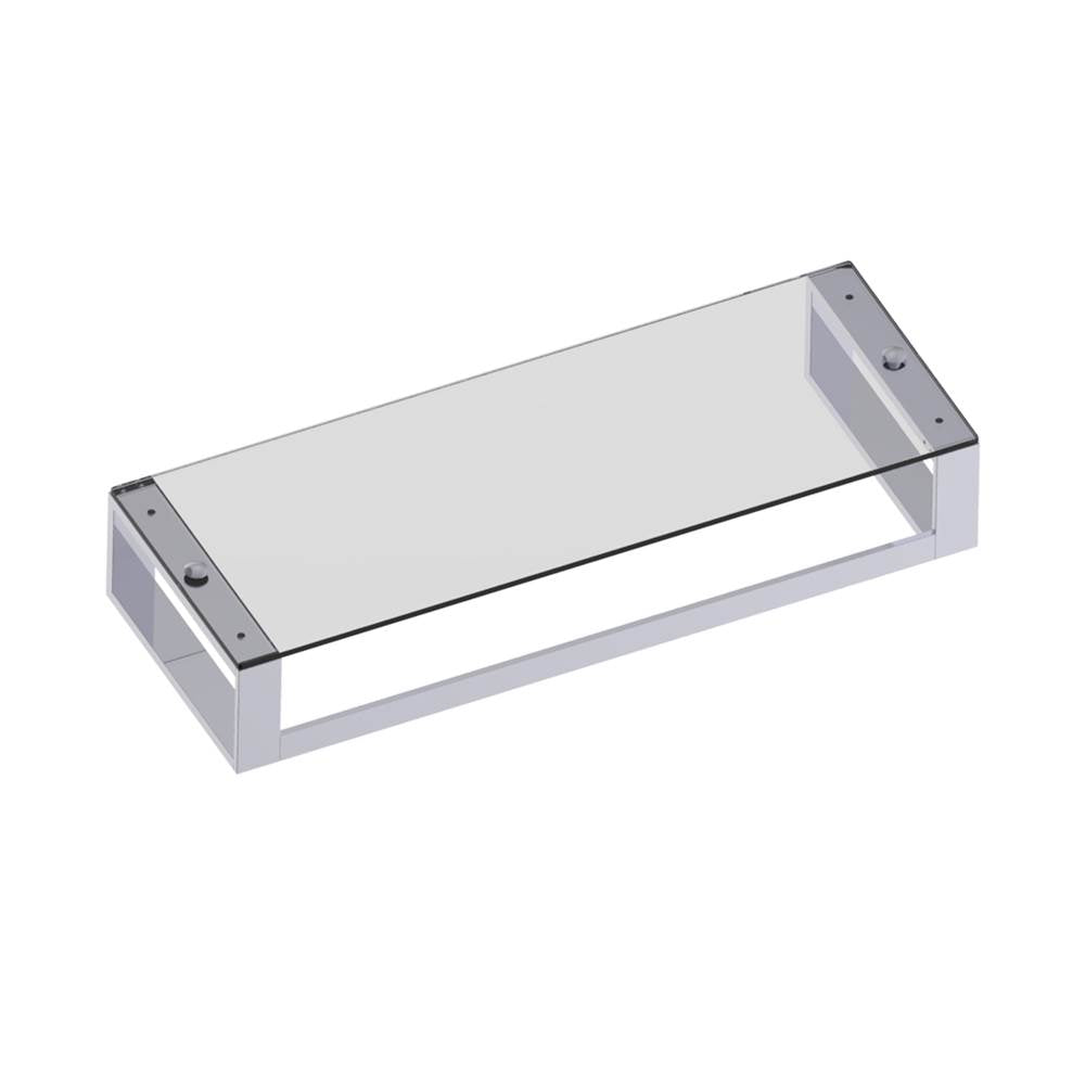 Kartners - BERLIN - 24-inch Glass Towel Shelf with Bathroom Towel Bar-Polished Chrome - Polished Chrome