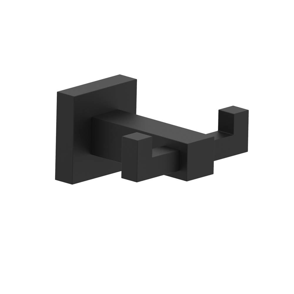 Kartners - LONDON - Double Prong Robe Hook -Matte Black - Matte Black
