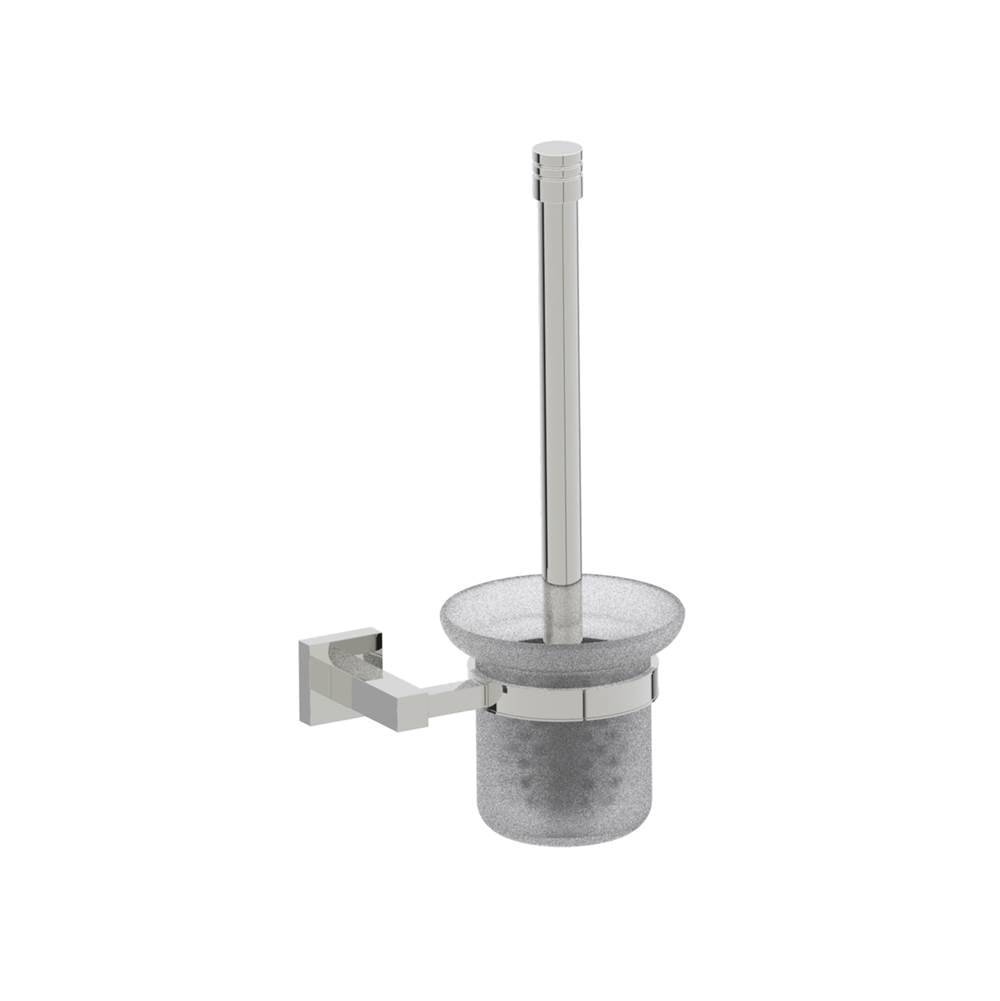 Kartners - LONDON - Wall Mounted Toilet Brush Set with Frosted Glass-Polished Nickel - Polished Nickel