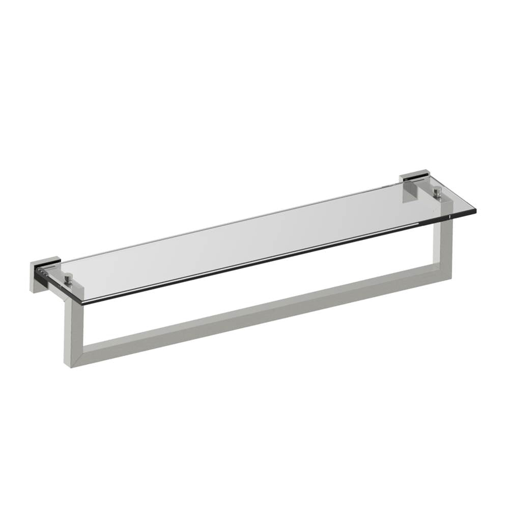 Kartners - LONDON - Glass Shelf with 24-inch Bathroom Towel Bar-Brushed Nickel - Brushed Nickel