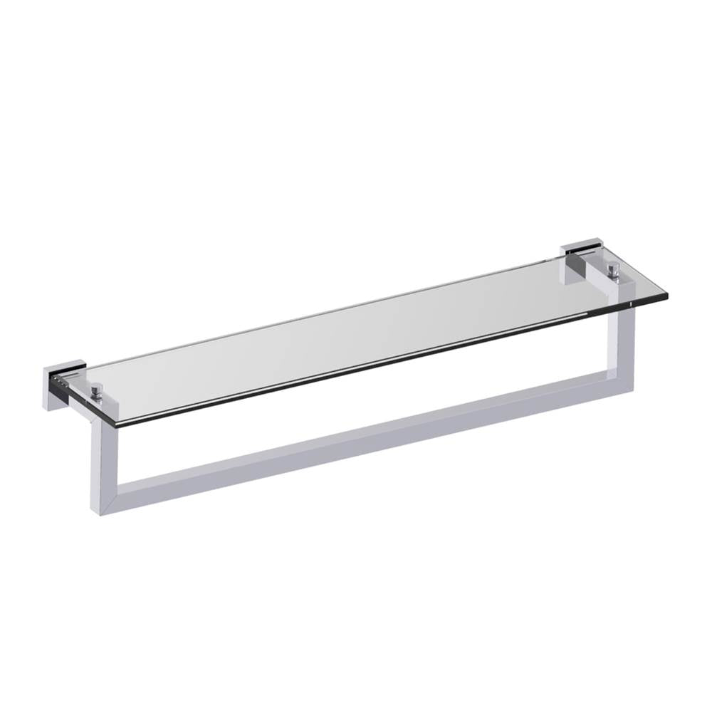 Kartners - LONDON - Glass Shelf with 24-inch Bathroom Towel Bar-Polished Chrome - Polished Chrome