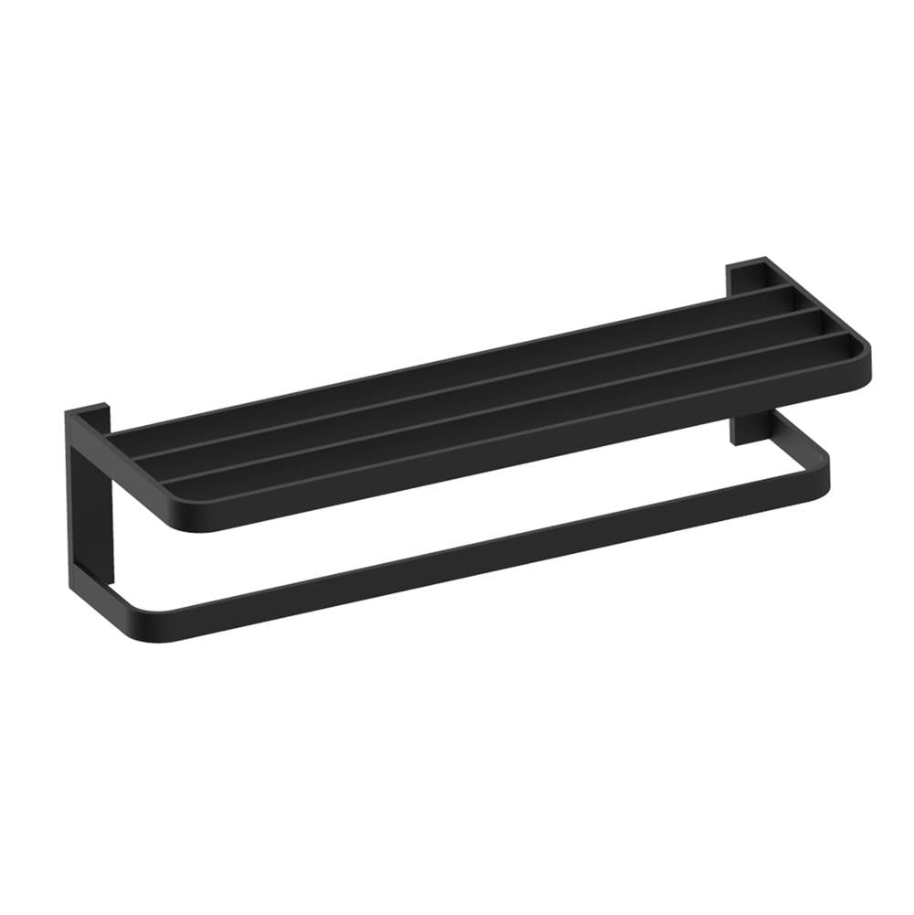 Kartners - COLOGNE - Towel Shelf with Bathroom Towel Bar-Matte Black - Matte Black